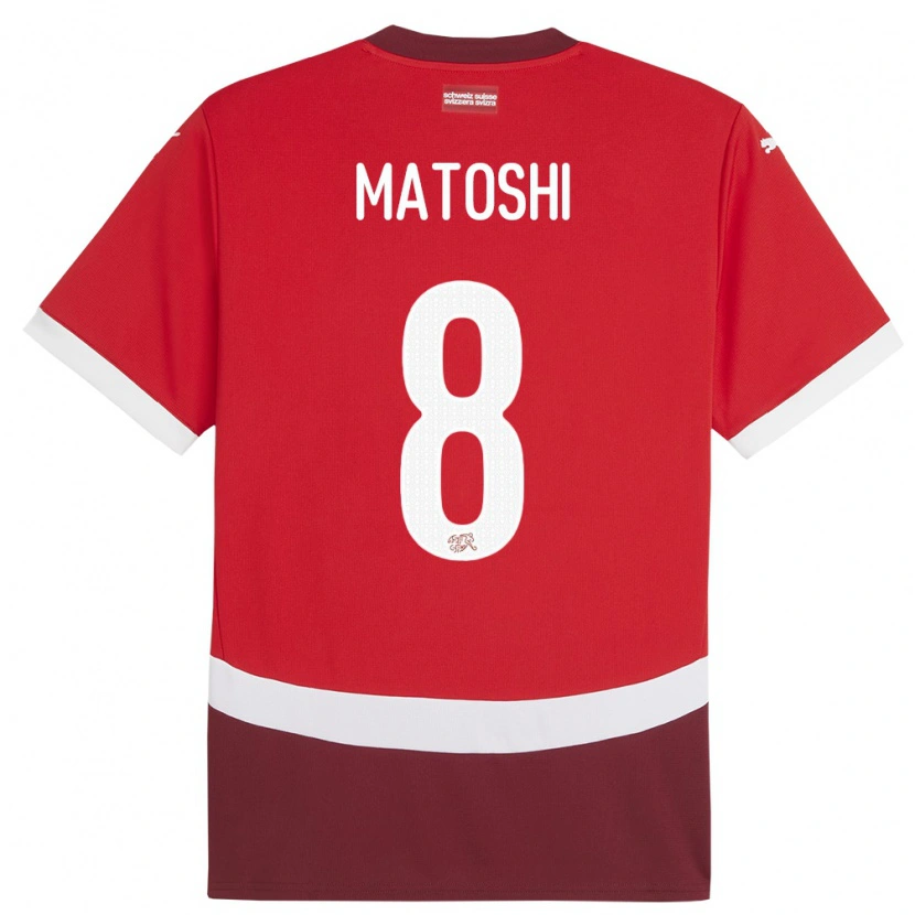 Danxen Heren Zwitserland Valmir Matoshi #8 Rood Thuisshirt Thuistenue 24-26 T-Shirt