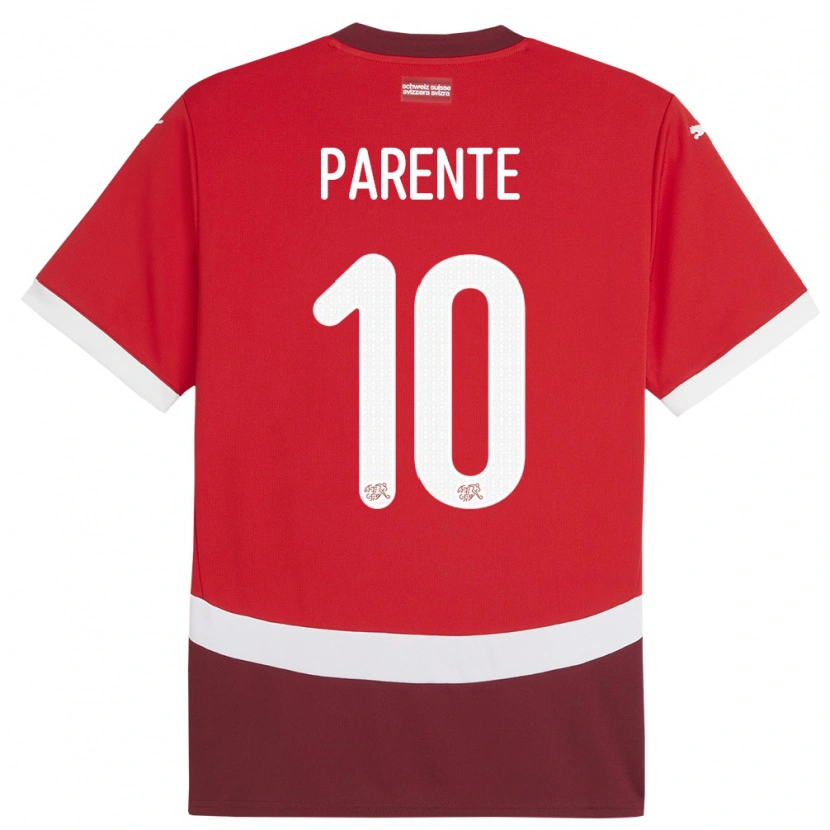 Danxen Heren Zwitserland Jason Parente #10 Rood Thuisshirt Thuistenue 24-26 T-Shirt