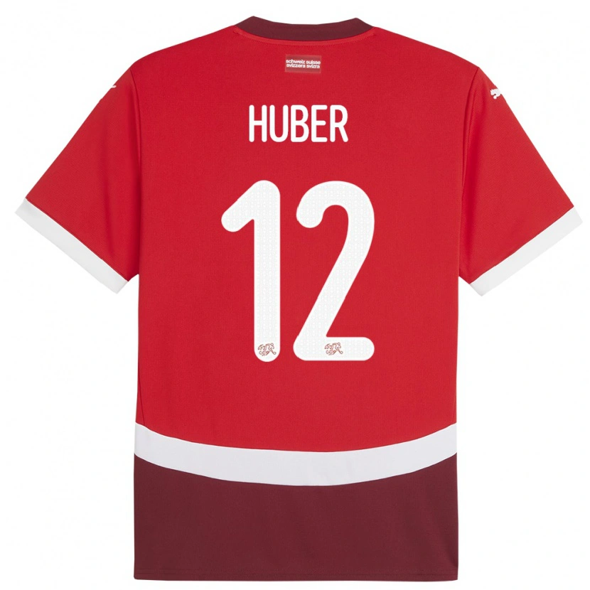 Danxen Heren Zwitserland Silas Huber #12 Rood Thuisshirt Thuistenue 24-26 T-Shirt