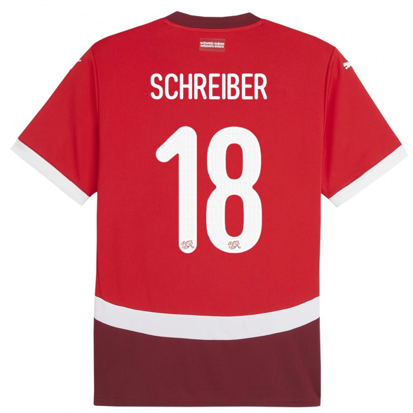 Danxen Heren Zwitserland Loris Schreiber #18 Rood Thuisshirt Thuistenue 24-26 T-Shirt