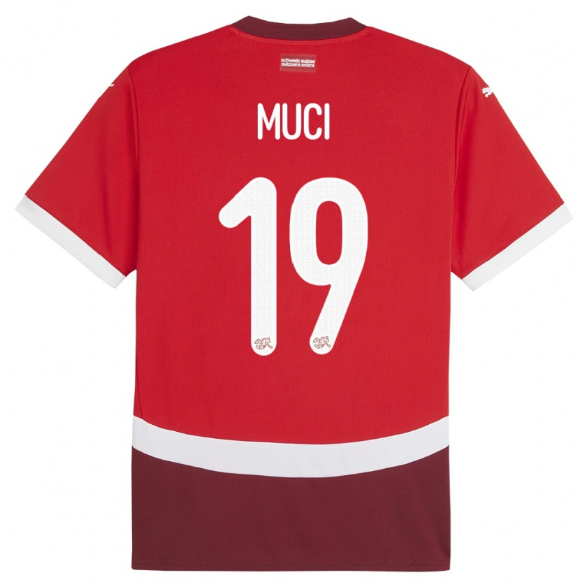 Danxen Heren Zwitserland Nikolas Muci #19 Rood Thuisshirt Thuistenue 24-26 T-Shirt