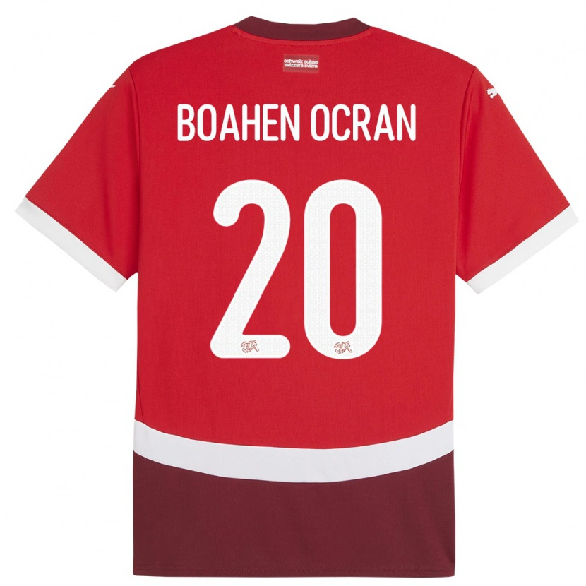 Danxen Heren Zwitserland Bright Boahen Ocran #20 Rood Thuisshirt Thuistenue 24-26 T-Shirt