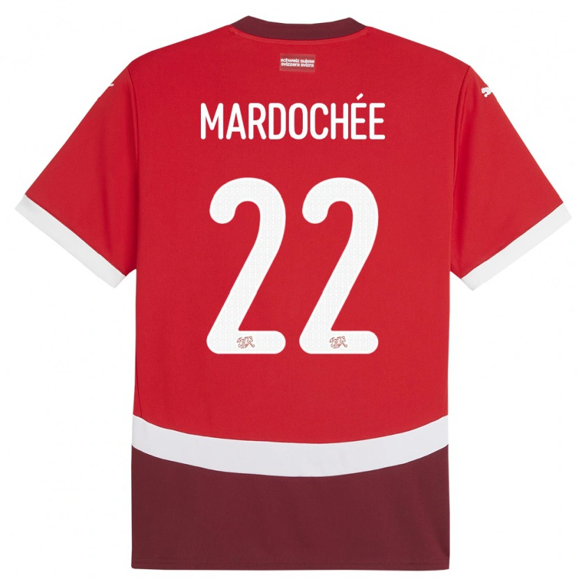 Danxen Heren Zwitserland Miguel Mardochée #22 Rood Thuisshirt Thuistenue 24-26 T-Shirt