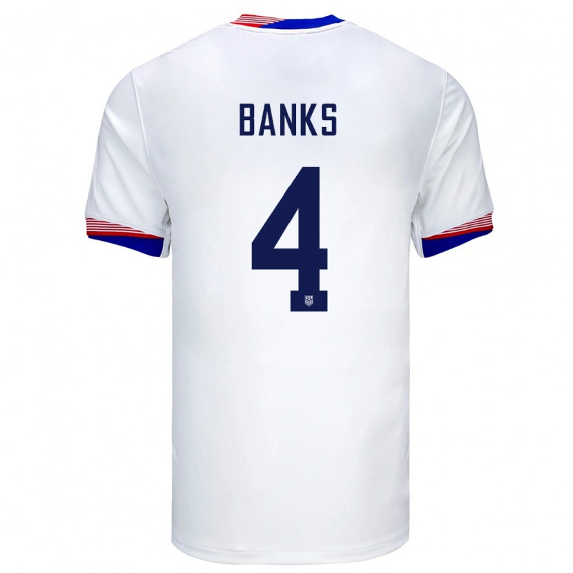 Danxen Heren Verenigde Staten Noahkai Banks #4 Wit Thuisshirt Thuistenue 24-26 T-Shirt