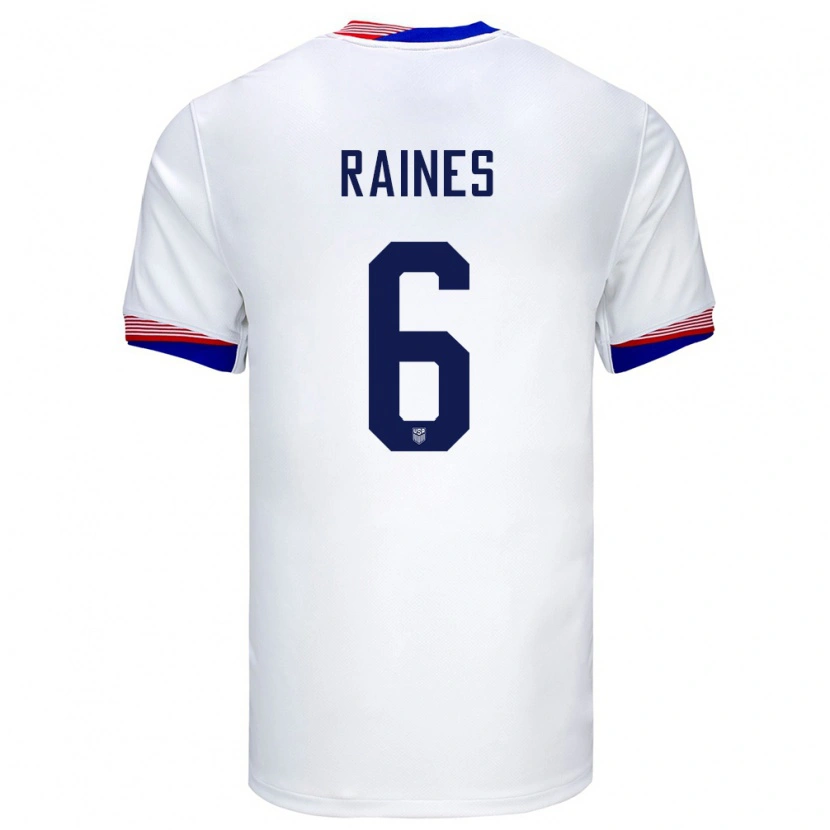 Danxen Heren Verenigde Staten Brooklyn Raines #6 Wit Thuisshirt Thuistenue 24-26 T-Shirt
