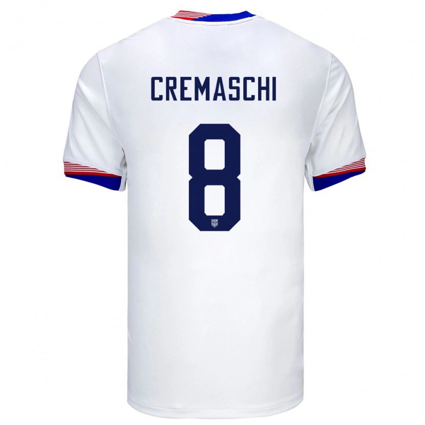 Danxen Heren Verenigde Staten Benja Cremaschi #8 Wit Thuisshirt Thuistenue 24-26 T-Shirt