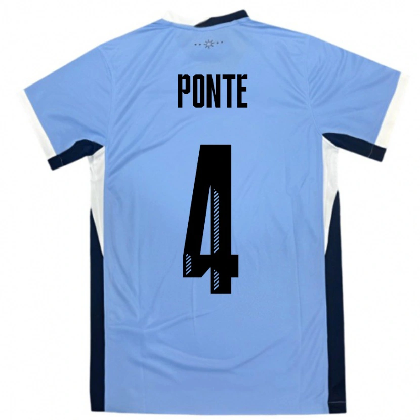 Danxen Heren Uruguay Mateo Ponte #4 Wit Zwart Thuisshirt Thuistenue 24-26 T-Shirt
