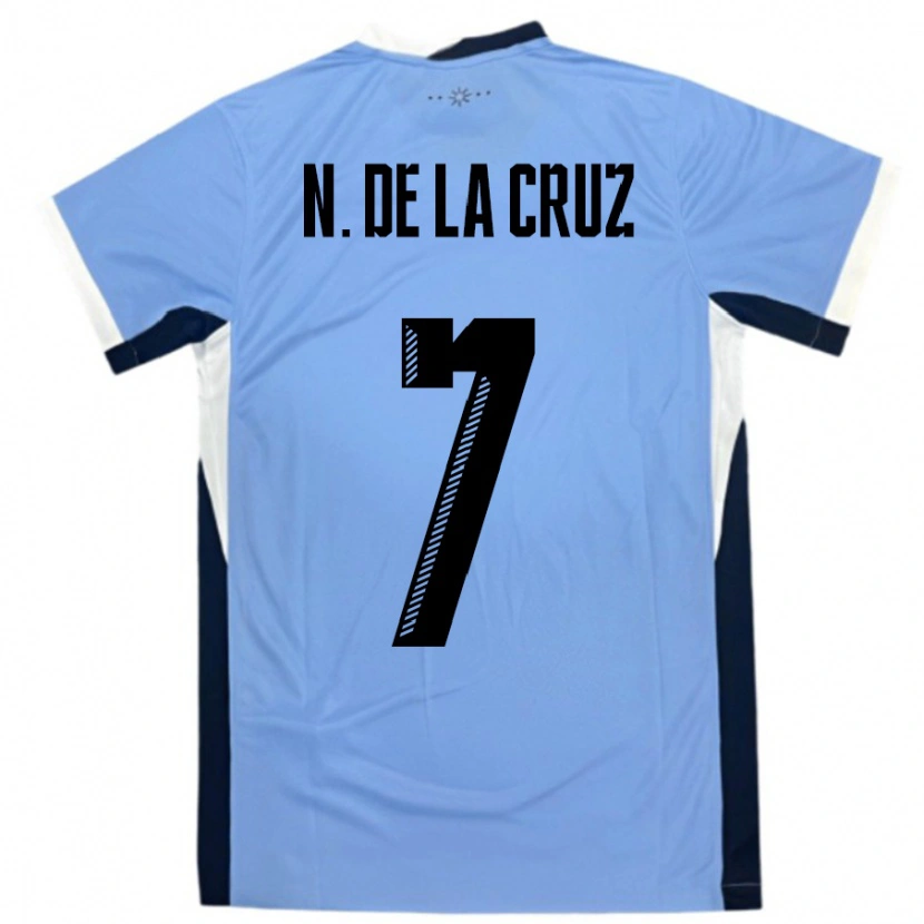Danxen Heren Uruguay Nicolas De La Cruz #7 Wit Zwart Thuisshirt Thuistenue 24-26 T-Shirt