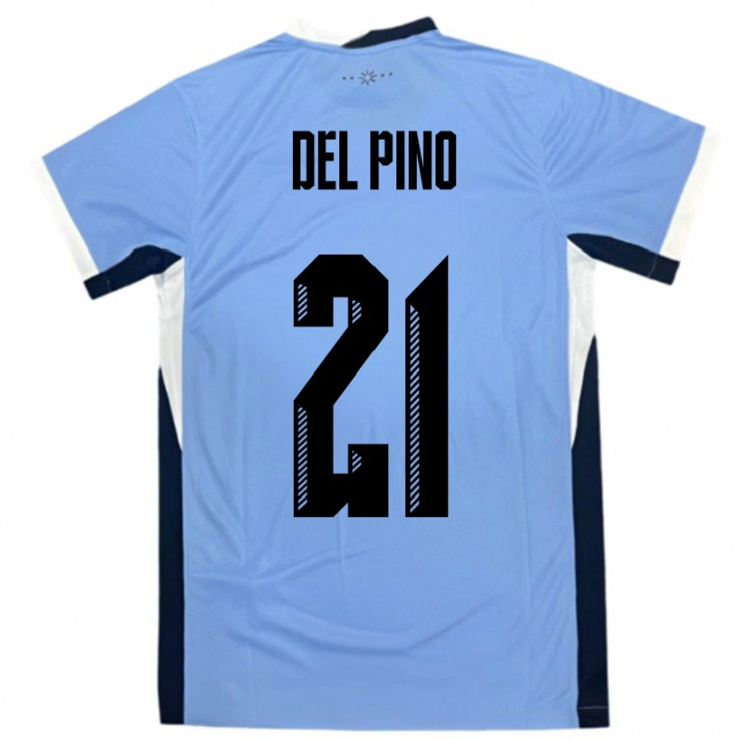 Danxen Heren Uruguay Emiliano Del Pino #21 Wit Zwart Thuisshirt Thuistenue 24-26 T-Shirt