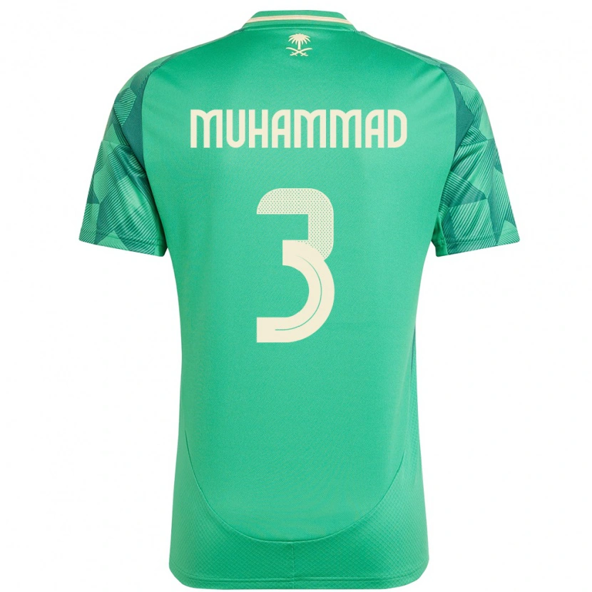 Danxen Heren Saoedi-Arabië Lin Muhammad #3 Groen Thuisshirt Thuistenue 24-26 T-Shirt