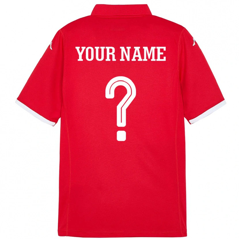 Danxen Heren Tunesië Uw Naam #0 Rood Thuisshirt Thuistenue 24-26 T-Shirt
