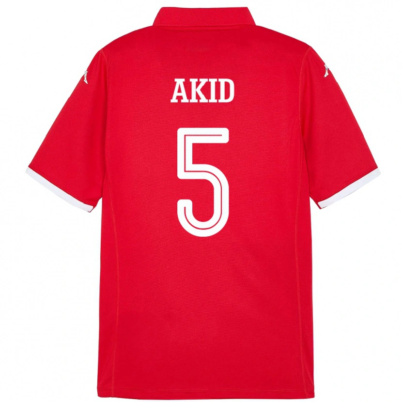 Danxen Heren Tunesië Abdessalem Akid #5 Rood Thuisshirt Thuistenue 24-26 T-Shirt