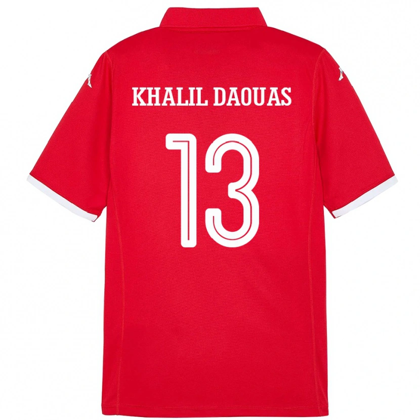 Danxen Heren Tunesië Mohamed Khalil Daouas #13 Rood Thuisshirt Thuistenue 24-26 T-Shirt