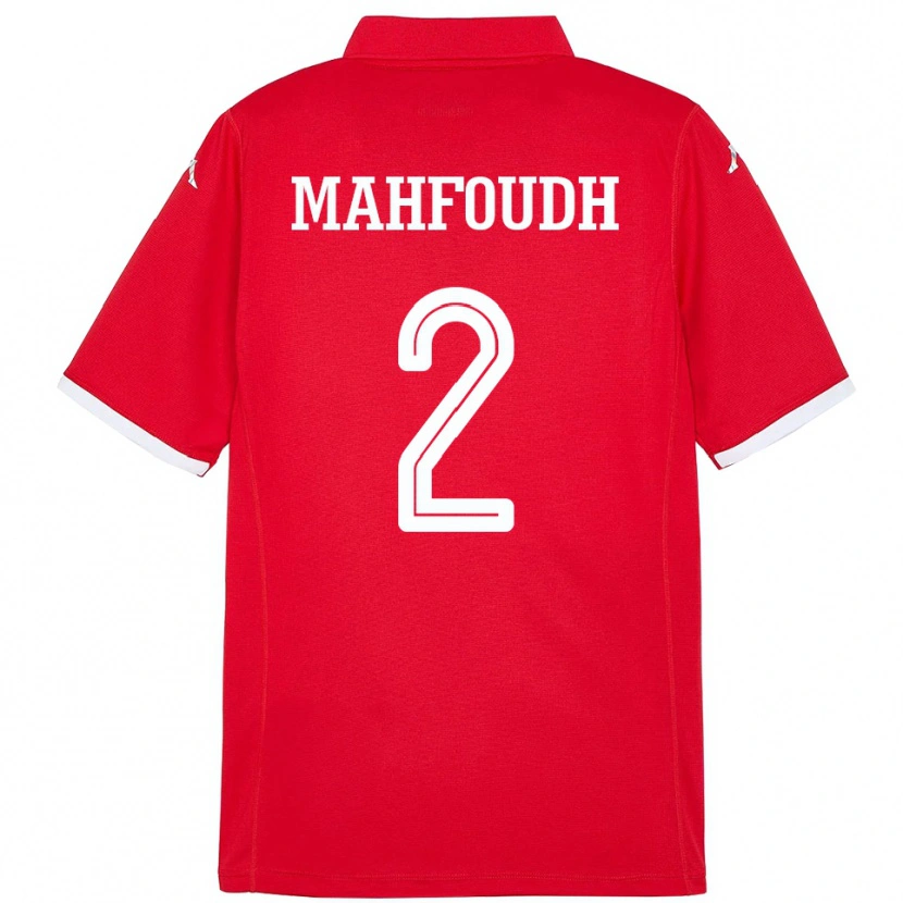 Danxen Heren Tunesië Dhikra Mahfoudh #2 Rood Thuisshirt Thuistenue 24-26 T-Shirt