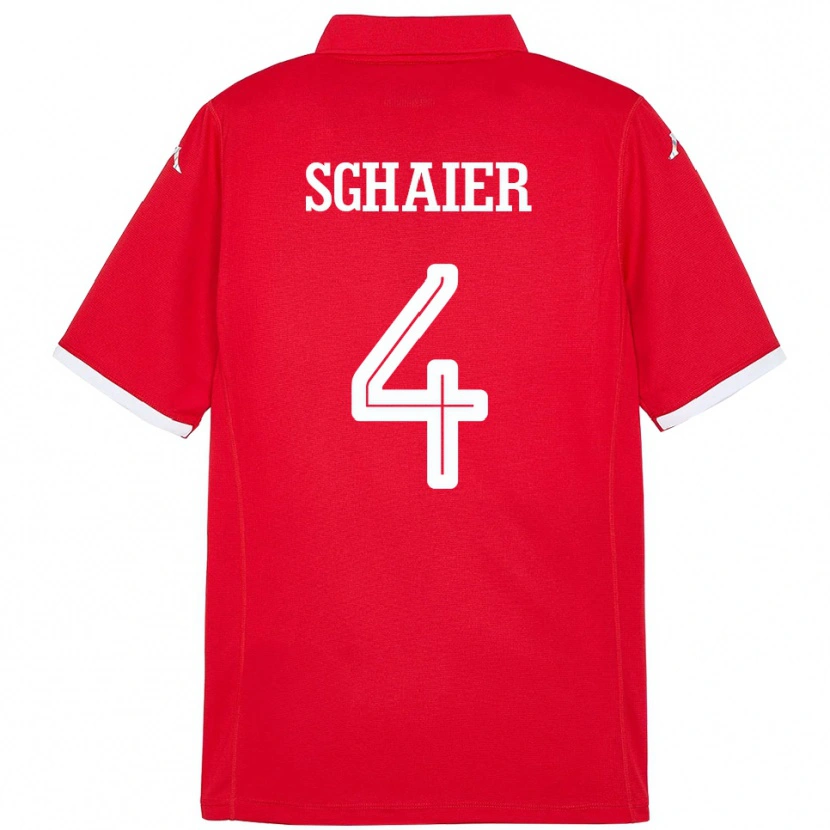 Danxen Heren Tunesië Makrem Sghaier #4 Rood Thuisshirt Thuistenue 24-26 T-Shirt