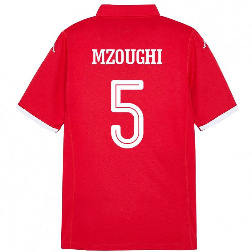 Danxen Heren Tunesië Iskander Mzoughi #5 Rood Thuisshirt Thuistenue 24-26 T-Shirt