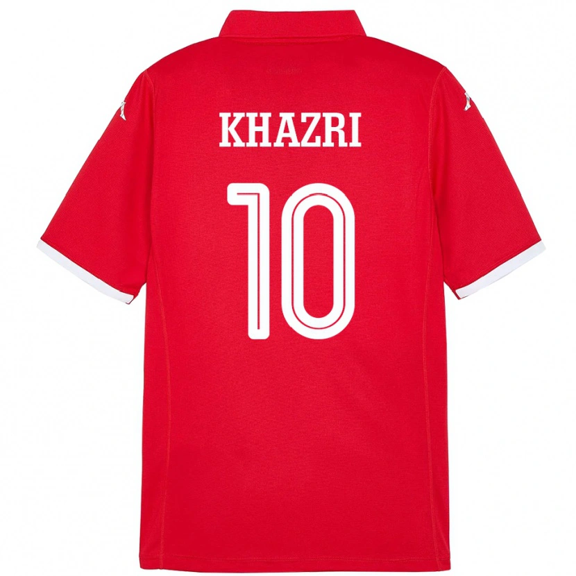 Danxen Heren Tunesië Wahbi Khazri #10 Rood Thuisshirt Thuistenue 24-26 T-Shirt