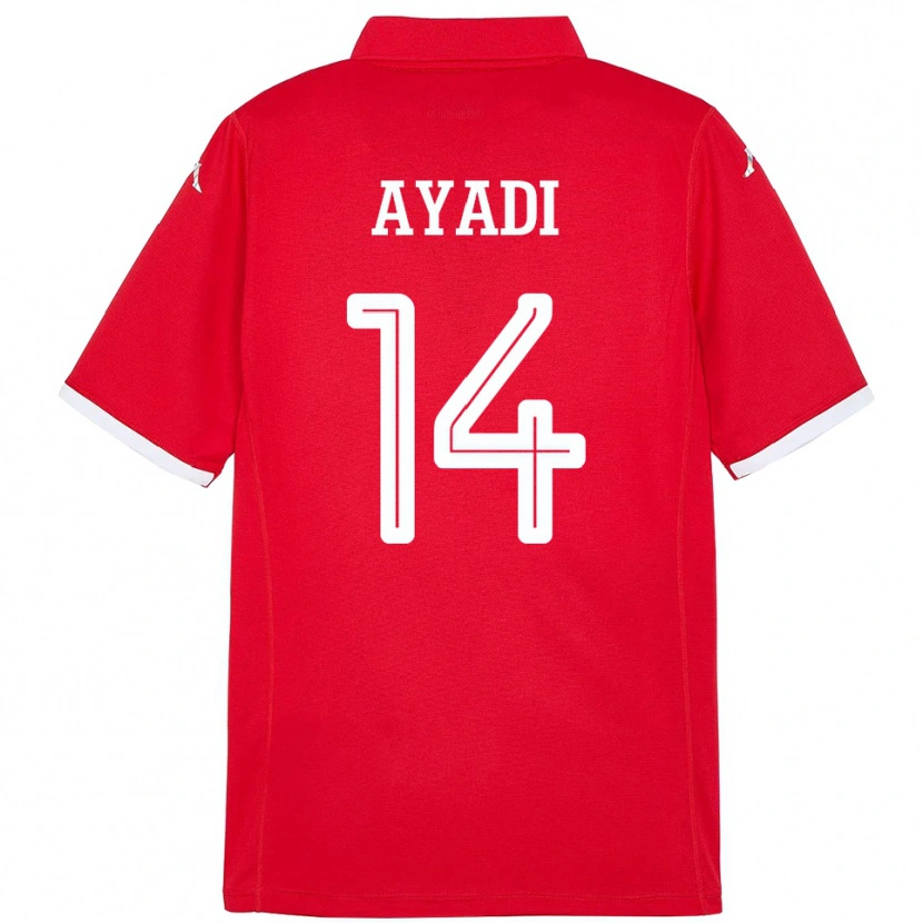 Danxen Heren Tunesië Ghada Ayadi #14 Rood Thuisshirt Thuistenue 24-26 T-Shirt