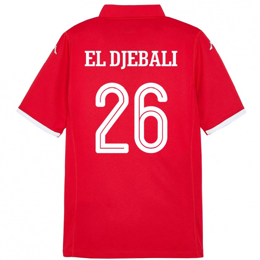 Danxen Heren Tunesië Chaim El Djebali #26 Rood Thuisshirt Thuistenue 24-26 T-Shirt