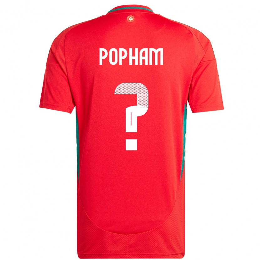 Danxen Heren Wales Brogan Popham #0 Rood Thuisshirt Thuistenue 24-26 T-Shirt