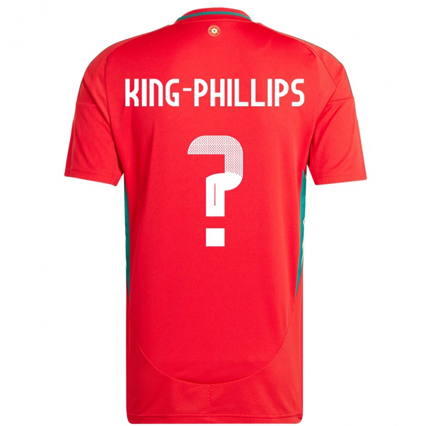 Danxen Heren Wales Zac King-Phillips #0 Rood Thuisshirt Thuistenue 24-26 T-Shirt