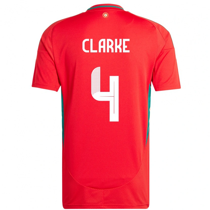 Danxen Heren Wales Brayden Clarke #4 Rood Thuisshirt Thuistenue 24-26 T-Shirt