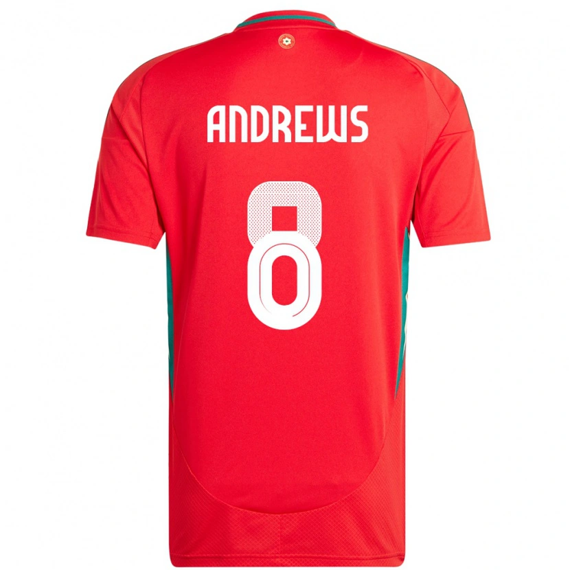 Danxen Heren Wales Kai Andrews #8 Rood Thuisshirt Thuistenue 24-26 T-Shirt