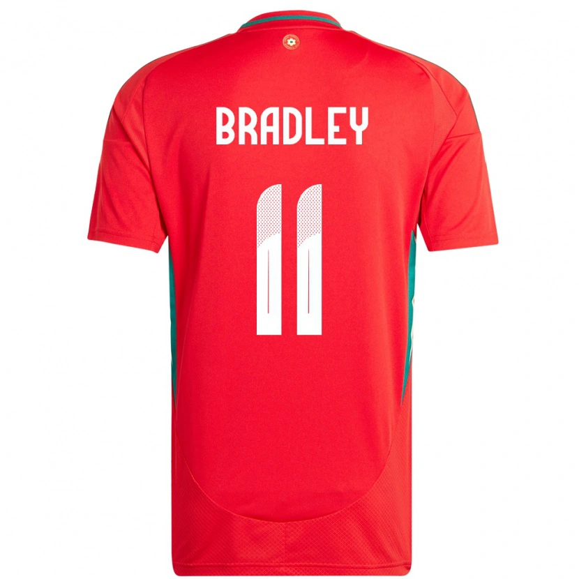 Danxen Heren Wales Sion Bradley #11 Rood Thuisshirt Thuistenue 24-26 T-Shirt