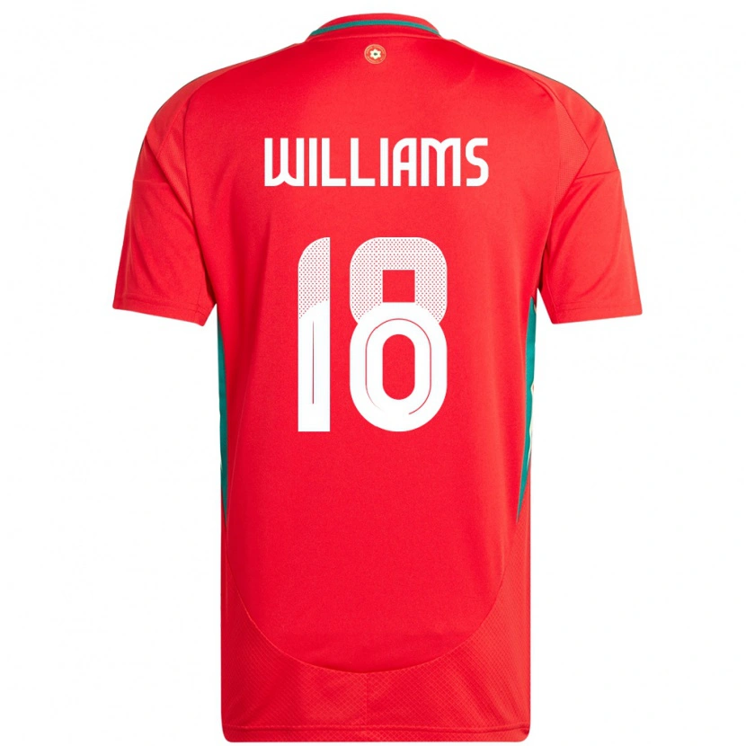 Danxen Heren Wales Josh Williams #18 Rood Thuisshirt Thuistenue 24-26 T-Shirt