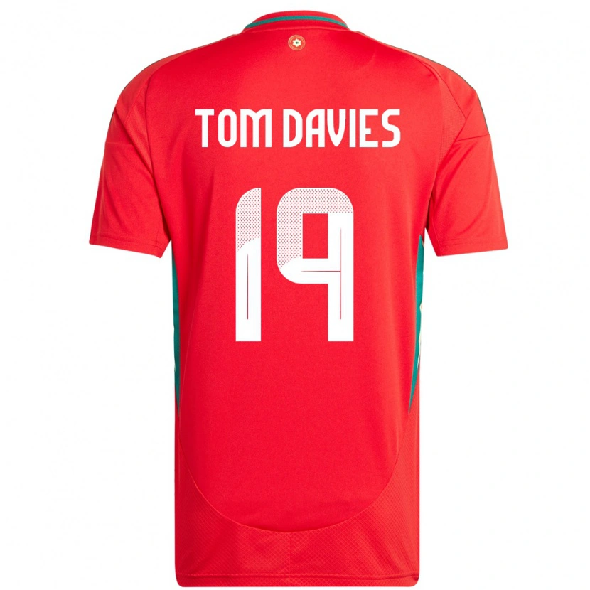 Danxen Heren Wales Tom Davies #19 Rood Thuisshirt Thuistenue 24-26 T-Shirt
