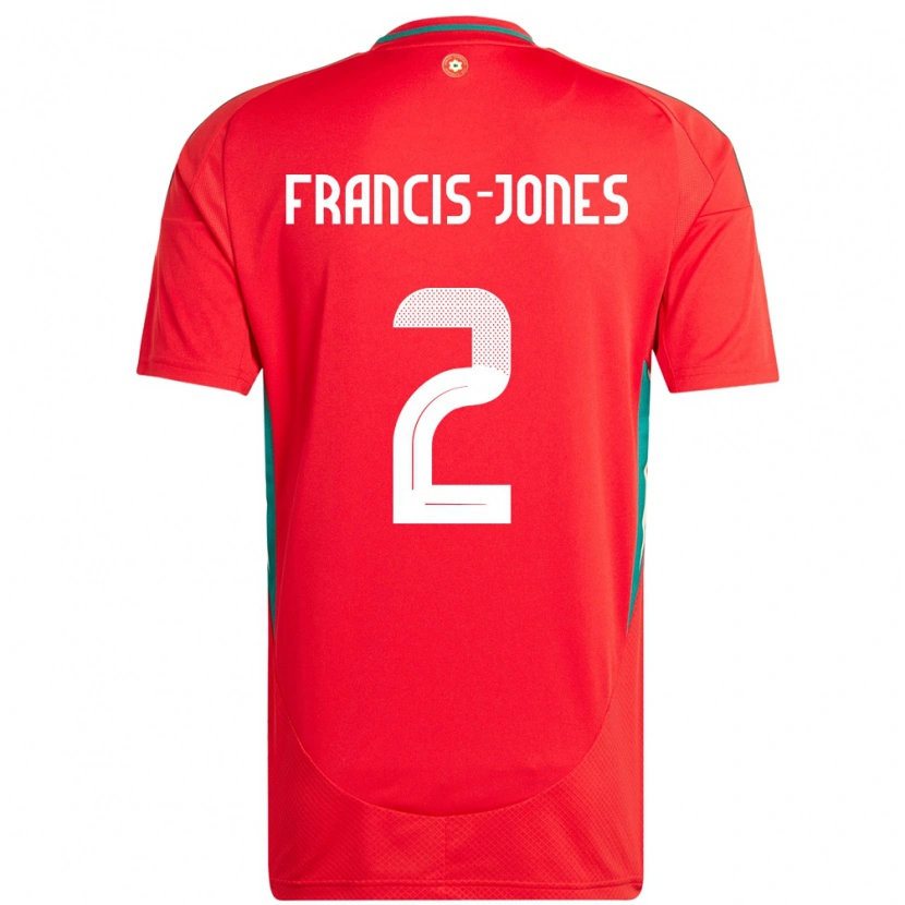 Danxen Heren Wales Maria Francis Jones #2 Rood Thuisshirt Thuistenue 24-26 T-Shirt