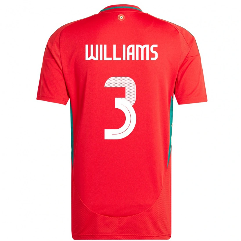 Danxen Heren Wales Zac Williams #3 Rood Thuisshirt Thuistenue 24-26 T-Shirt