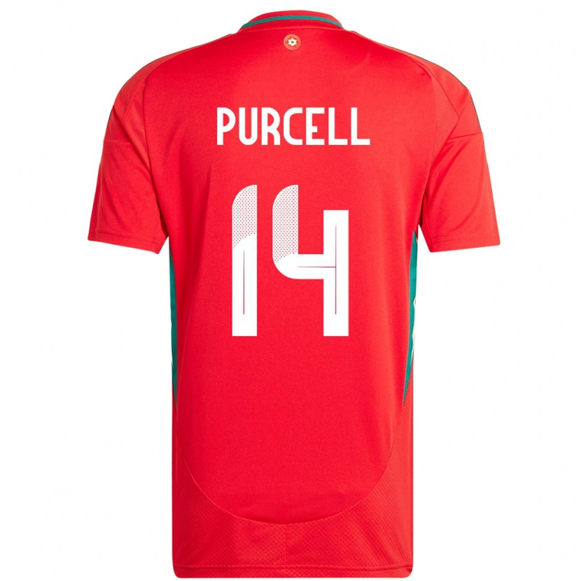 Danxen Heren Wales Benjamin Purcell #14 Rood Thuisshirt Thuistenue 24-26 T-Shirt