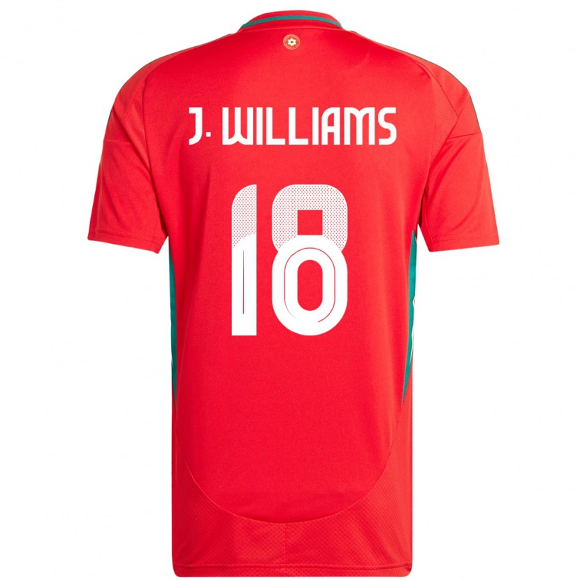 Danxen Heren Wales Jonathan Williams #18 Rood Thuisshirt Thuistenue 24-26 T-Shirt