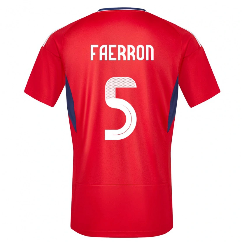 Danxen Heren Costa Rica Fernán Faerron #5 Rood Thuisshirt Thuistenue 24-26 T-Shirt