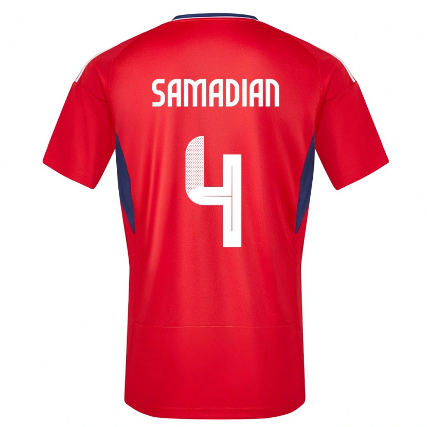 Danxen Heren Costa Rica Farbod Samadian #4 Rood Thuisshirt Thuistenue 24-26 T-Shirt