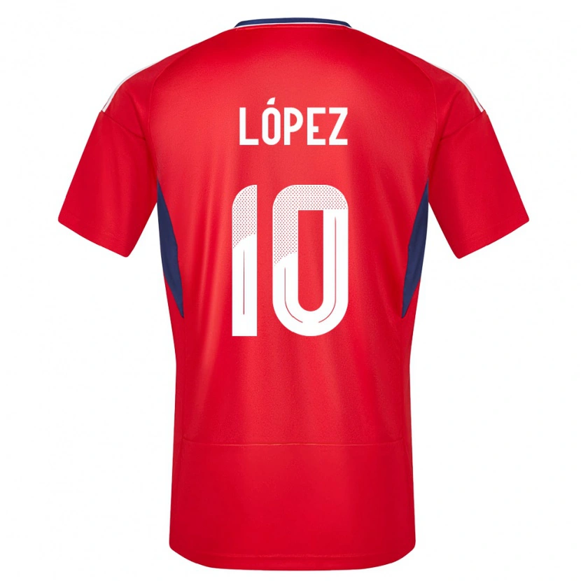 Danxen Heren Costa Rica Sebastián López #10 Rood Thuisshirt Thuistenue 24-26 T-Shirt