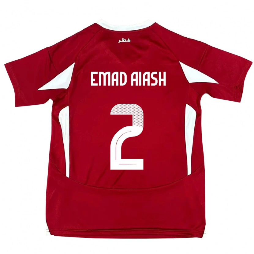 Danxen Heren Qatar Mohamed Emad Aiash #2 Rood Thuisshirt Thuistenue 24-26 T-Shirt