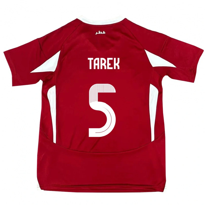 Danxen Heren Qatar Tarek Salman #5 Rood Thuisshirt Thuistenue 24-26 T-Shirt