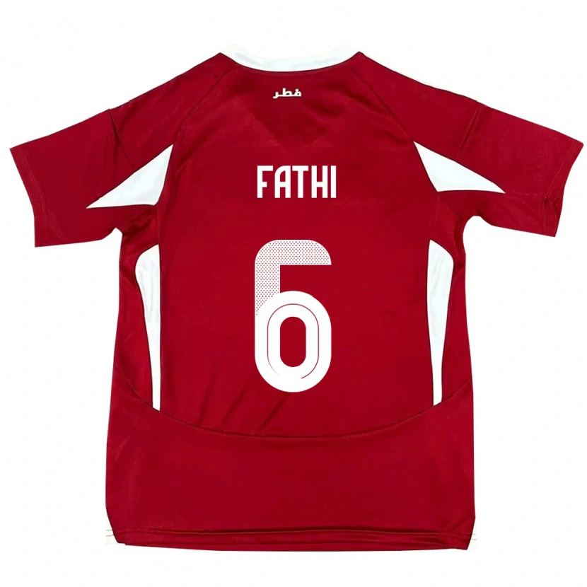 Danxen Heren Qatar Ahmed Fathi #6 Rood Thuisshirt Thuistenue 24-26 T-Shirt