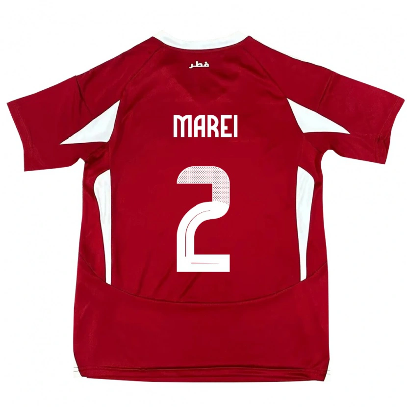 Danxen Heren Qatar Yousef Marei #2 Rood Thuisshirt Thuistenue 24-26 T-Shirt