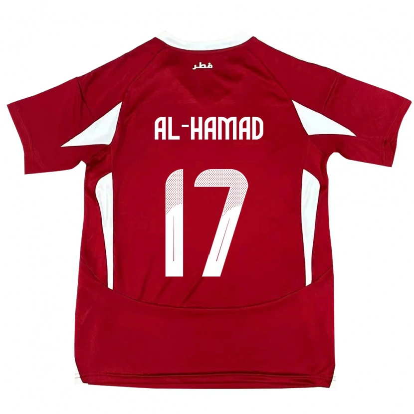 Danxen Heren Qatar Jassem Al-Hamad #17 Rood Thuisshirt Thuistenue 24-26 T-Shirt