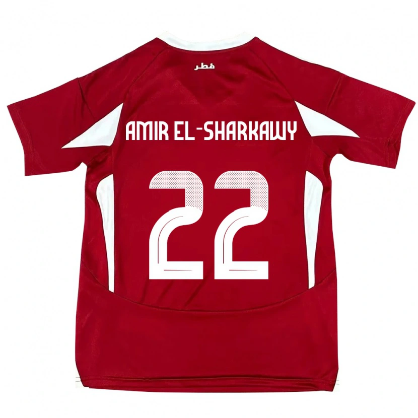 Danxen Heren Qatar Galal Amir El-Sharkawy #22 Rood Thuisshirt Thuistenue 24-26 T-Shirt