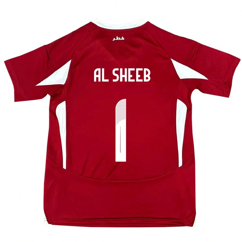 Danxen Heren Qatar Saad Al Sheeb #1 Rood Thuisshirt Thuistenue 24-26 T-Shirt