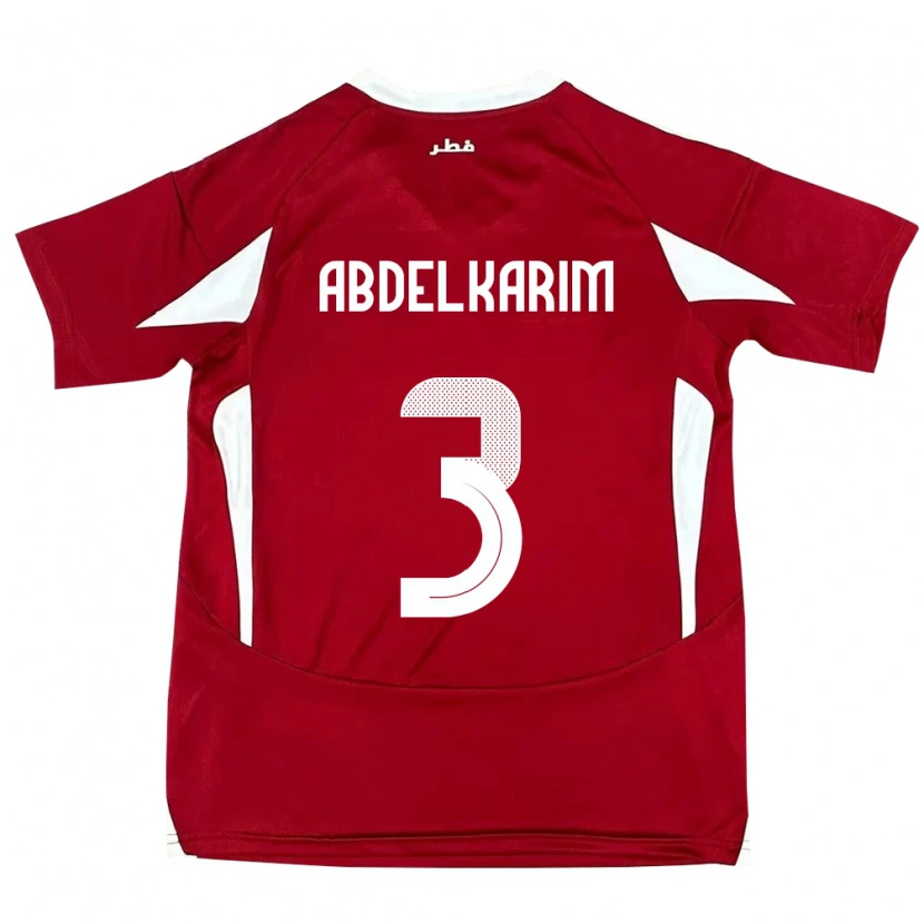 Danxen Heren Qatar Abdelkarim Hassan #3 Rood Thuisshirt Thuistenue 24-26 T-Shirt