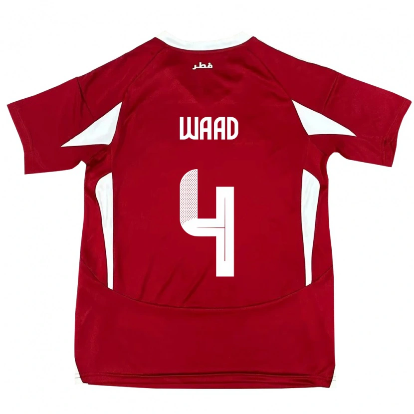 Danxen Heren Qatar Mohammed Waad #4 Rood Thuisshirt Thuistenue 24-26 T-Shirt