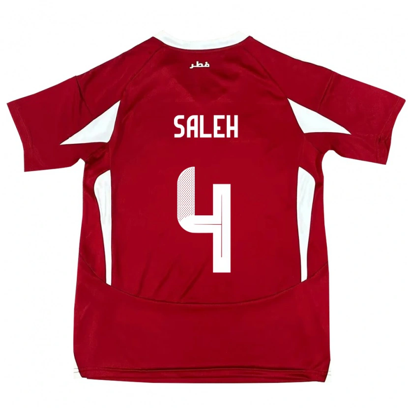 Danxen Heren Qatar Hagar Saleh #4 Rood Thuisshirt Thuistenue 24-26 T-Shirt