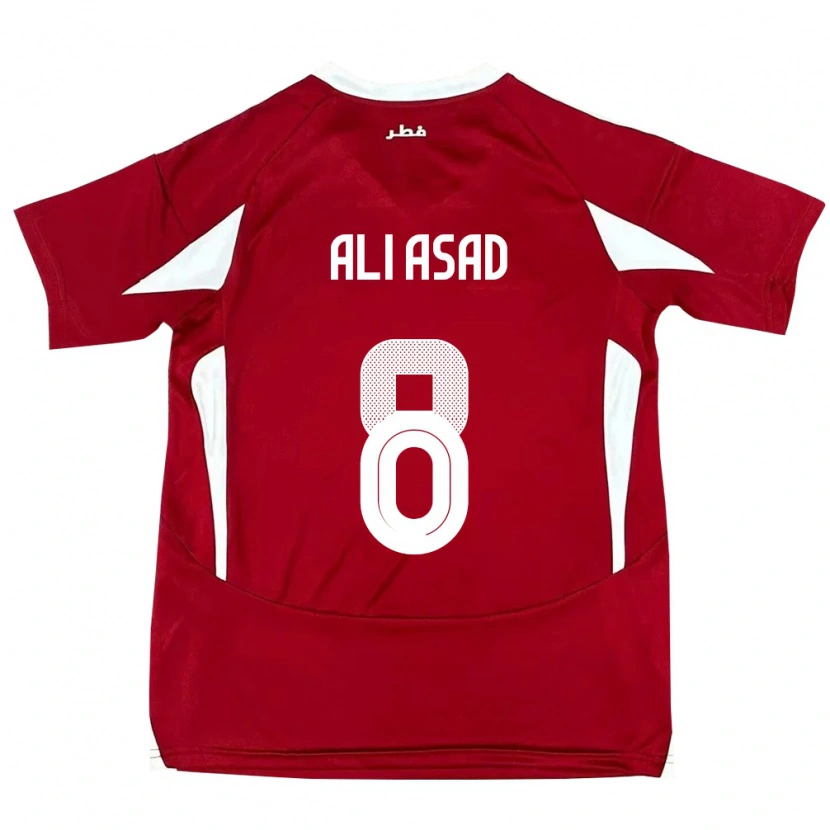 Danxen Heren Qatar Ali Asad #8 Rood Thuisshirt Thuistenue 24-26 T-Shirt