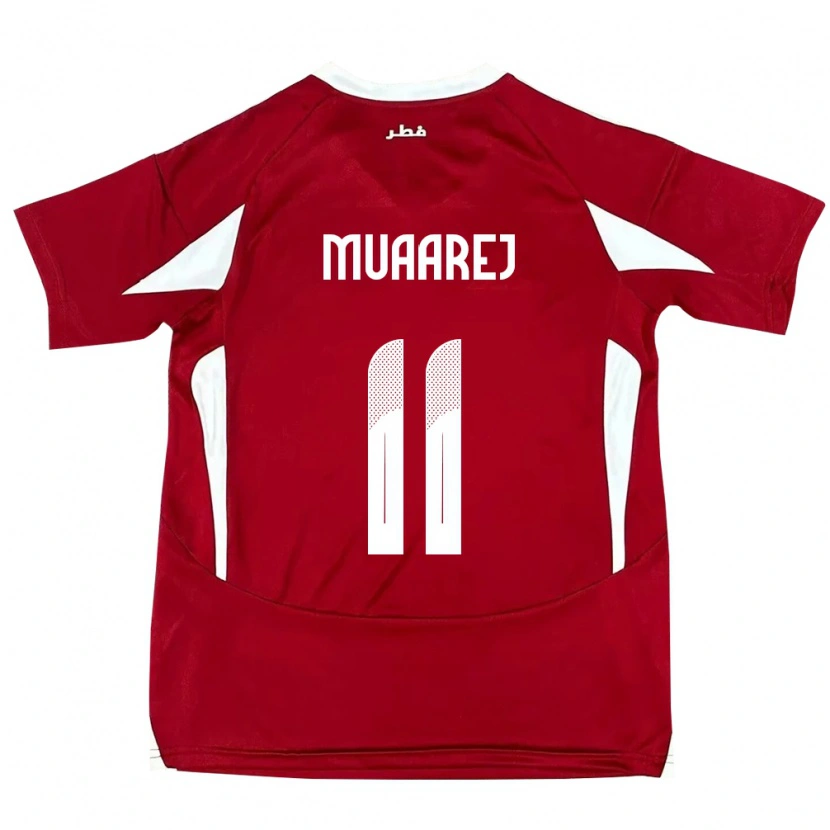 Danxen Heren Qatar Mooza Muaarej #11 Rood Thuisshirt Thuistenue 24-26 T-Shirt