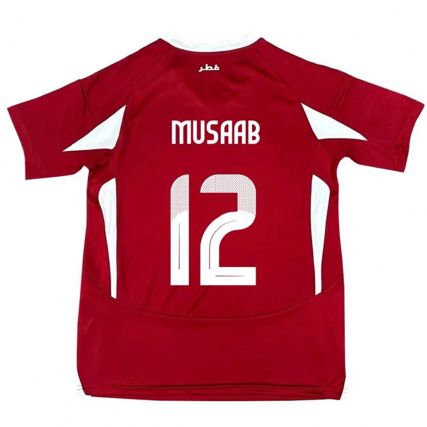 Danxen Heren Qatar Musaab Khidir #12 Rood Thuisshirt Thuistenue 24-26 T-Shirt